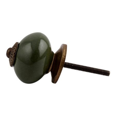 Olive Round Antique Fitting Ceramic Cabinet Knob